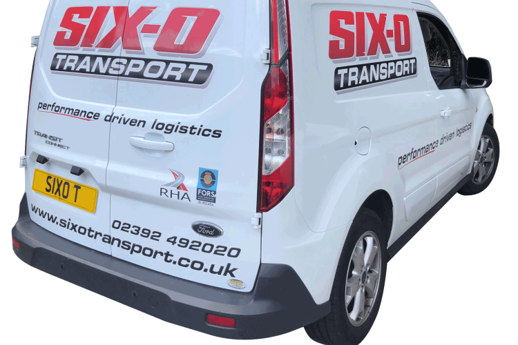 One of our small vans sign written with Six-O company branding