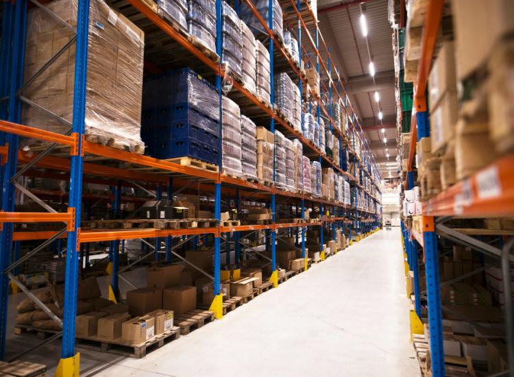 Pallets on racking in our Havant based storage facility